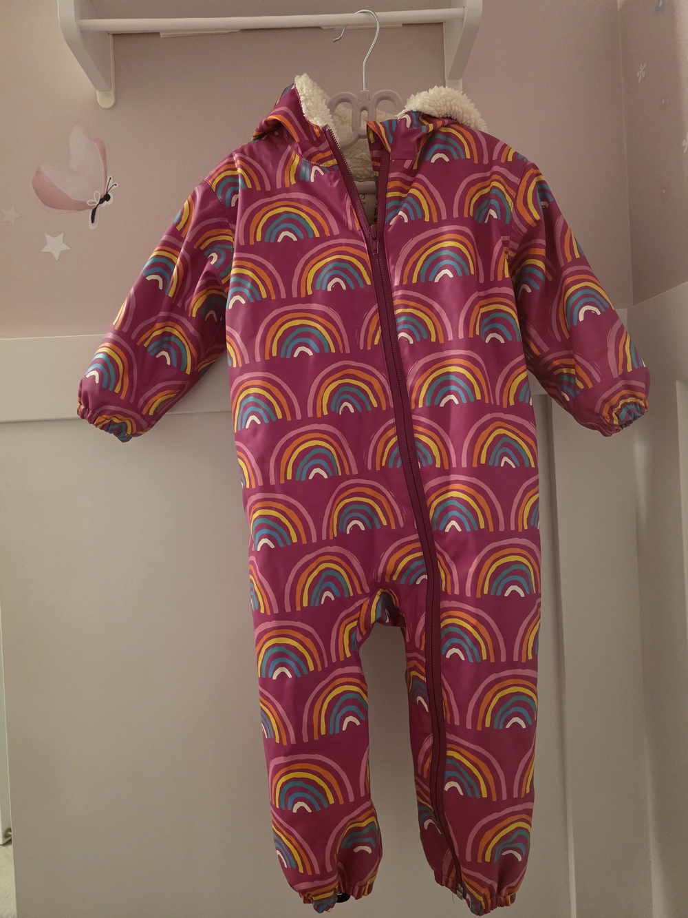 Hatley Fuchsia Rainbow Hooded One-Piece Snow/Rain Suit